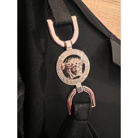 Versace Satin Lace-Embroidered black Midi Slip Dress Size 40/ US 4 - Picture 8 of 15